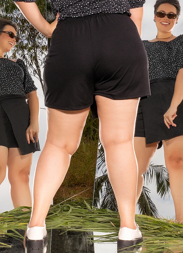 Marguerite - Short Saia Preto em Malha de Poliéster 2