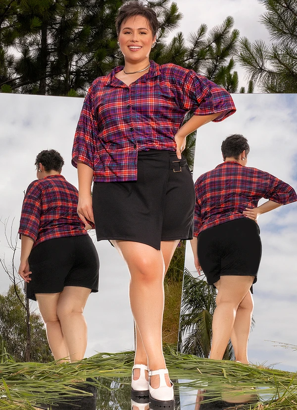 Marguerite - Short Saia Preto em Malha de Poliéster 5