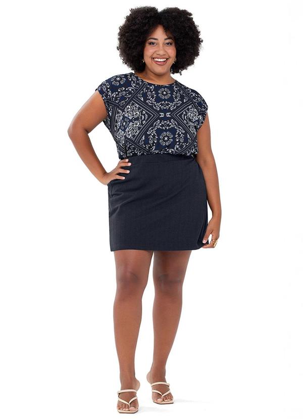 Rezzato - Short Saia Texturizado Adulto Plus Size Azul 2