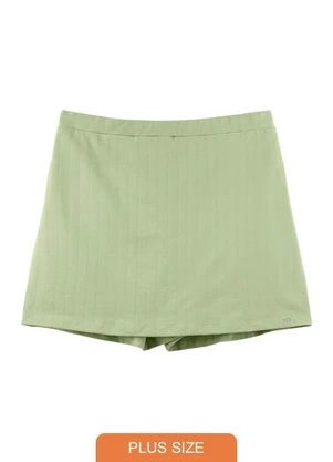 Outlet - Short Saia Texturizado Adulto Plus Size Verde - OUTLET
