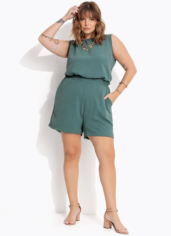 Marguerite - Short Verde em Crepe Plano 3