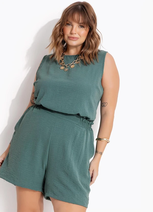 Marguerite - Short Verde em Crepe Plano 8