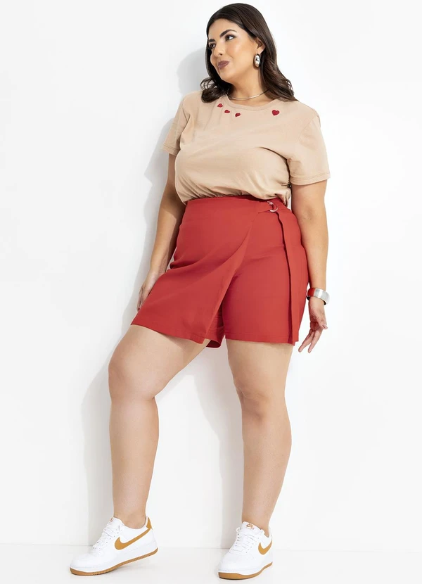 Marguerite - Short Vermelho em Bengaline 1