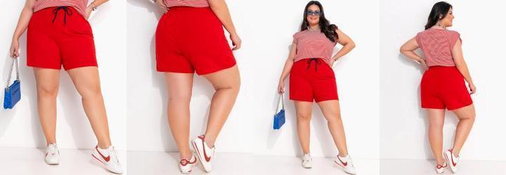 Short Vermelho em Malha de Algodo