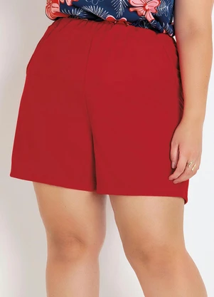 Marguerite - Short Vermelho Plus Size com Bolsos Decorativos - MARGUERITE