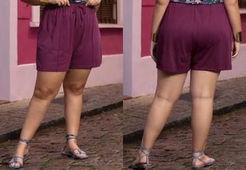 Short Vinho em Malha de Algodo