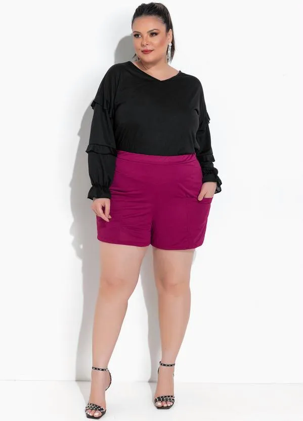 Marguerite - Short Vinho em Malha Piquet 3