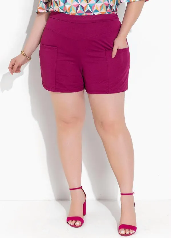 Marguerite - Short Vinho em Malha Piquet 5