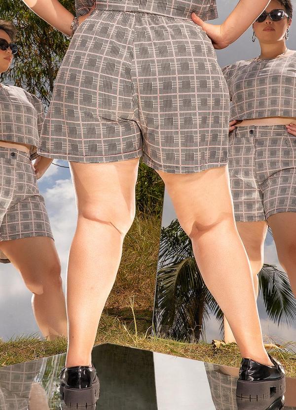 Marguerite - Short Xadrez em Malha Denim 2