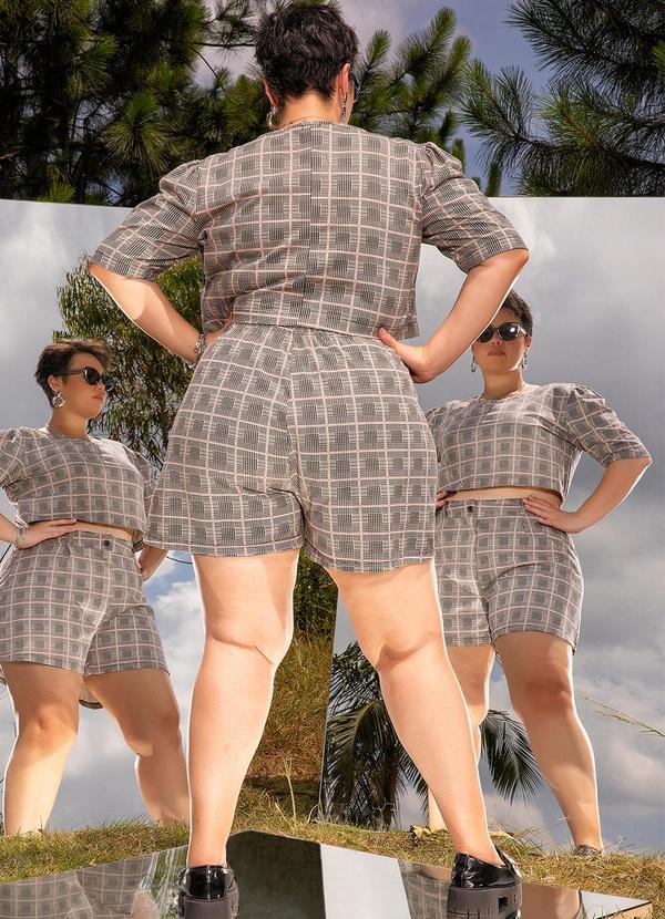 Marguerite - Short Xadrez em Malha Denim 4