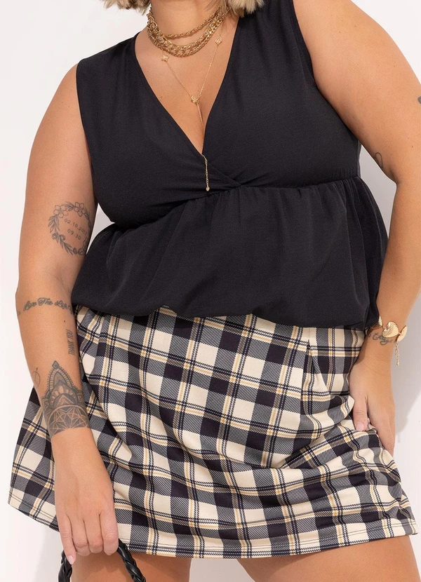 Marguerite - Short Xadrez em Moletinho de Viscose 6