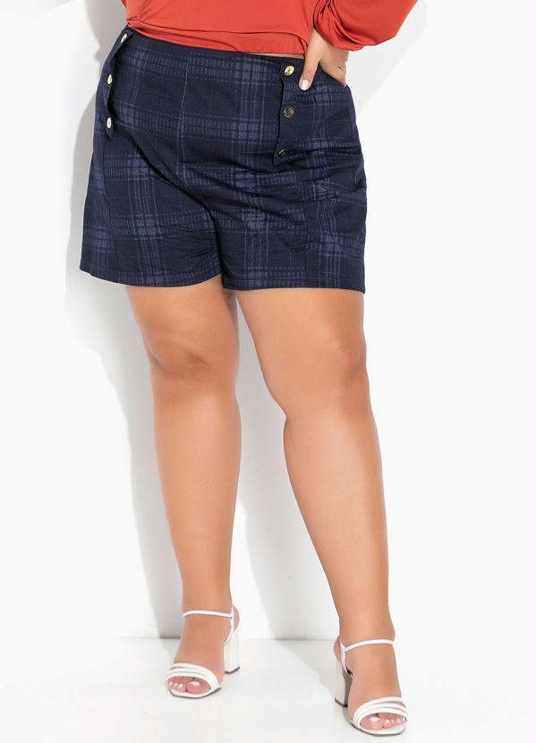 Marguerite - Short Xadrez Marinho com Elástico Plus Size 4