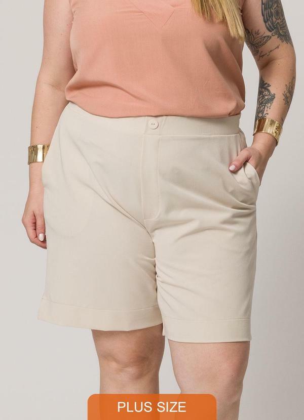 Lisamour - Shorts Alfaiataria com Bolsos Bege 1