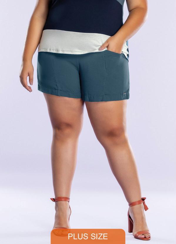 Maelle - Shorts Alfaiataria com Bolsos e Cinto Azul 3