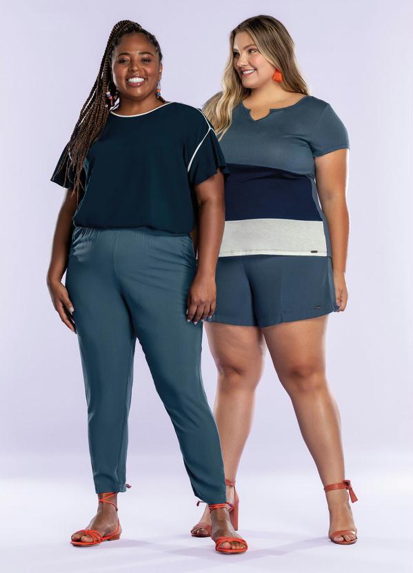 Maelle - Shorts Alfaiataria com Bolsos e Cinto Azul 1