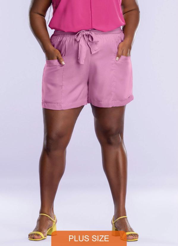 Maelle - Shorts Alfaiataria com Bolsos e Cinto Rosa 2