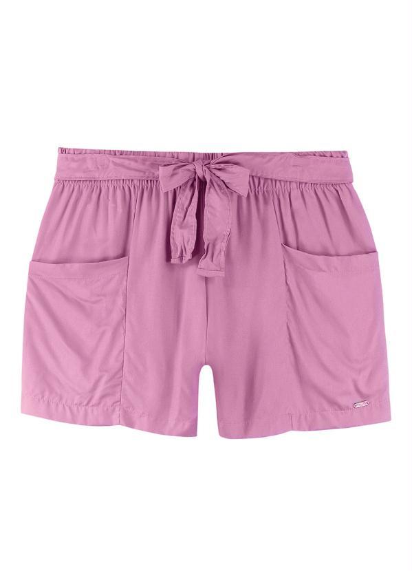 Maelle - Shorts Alfaiataria com Bolsos e Cinto Rosa 3