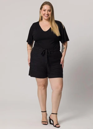Lisamour - Shorts com Amarração na Cintura Preto - LISAMOUR