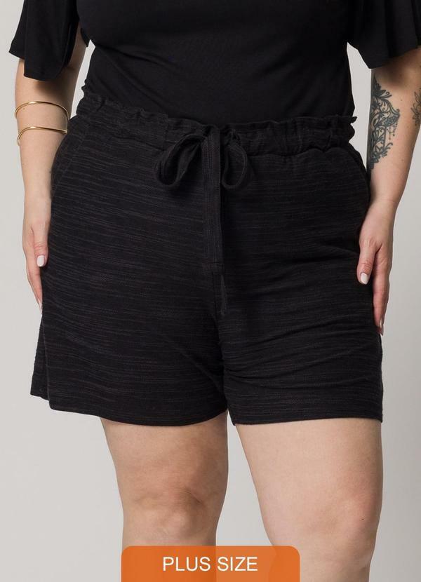 Lisamour - Shorts com Amarração na Cintura Preto