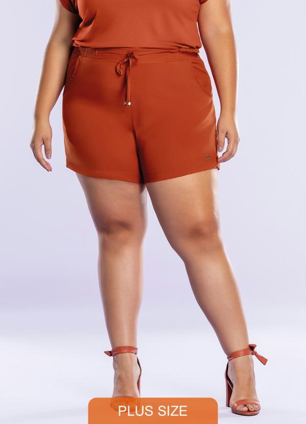 Maelle - Shorts Detalhe Amarração e Bolsos Laranja