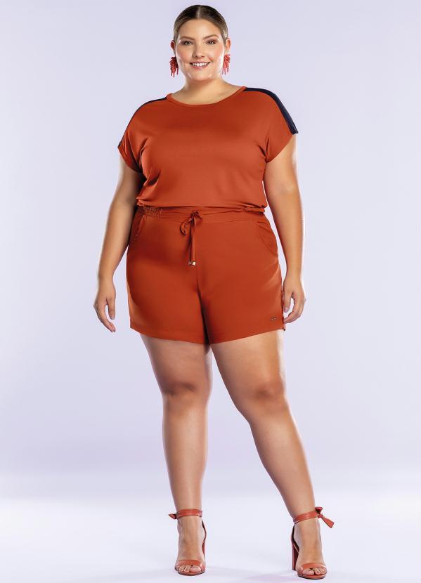 Maelle - Shorts Detalhe Amarração e Bolsos Laranja 1