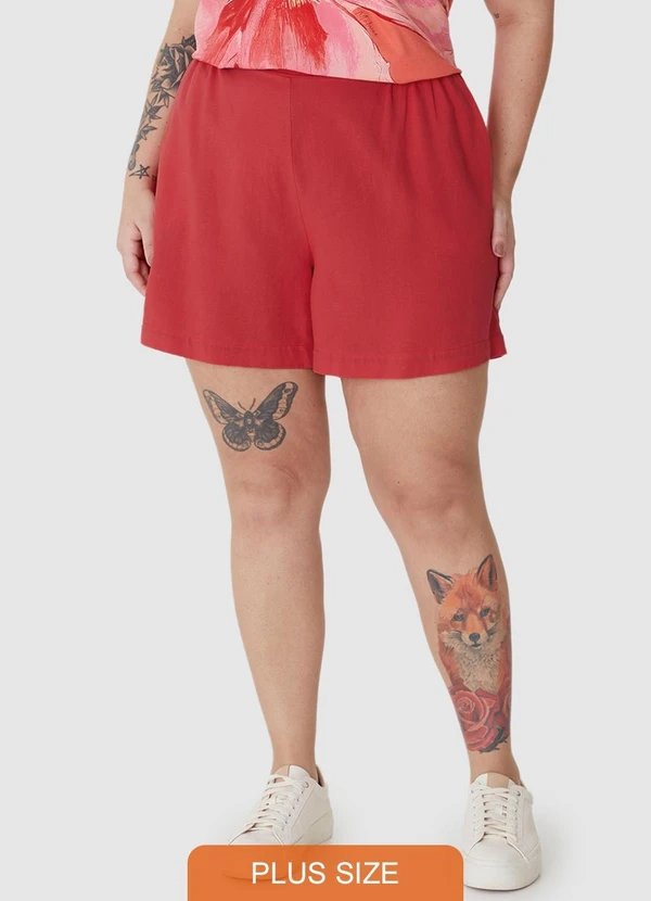 Malwee - Shorts em Viscolinho com Bolso PlusVermelho 1