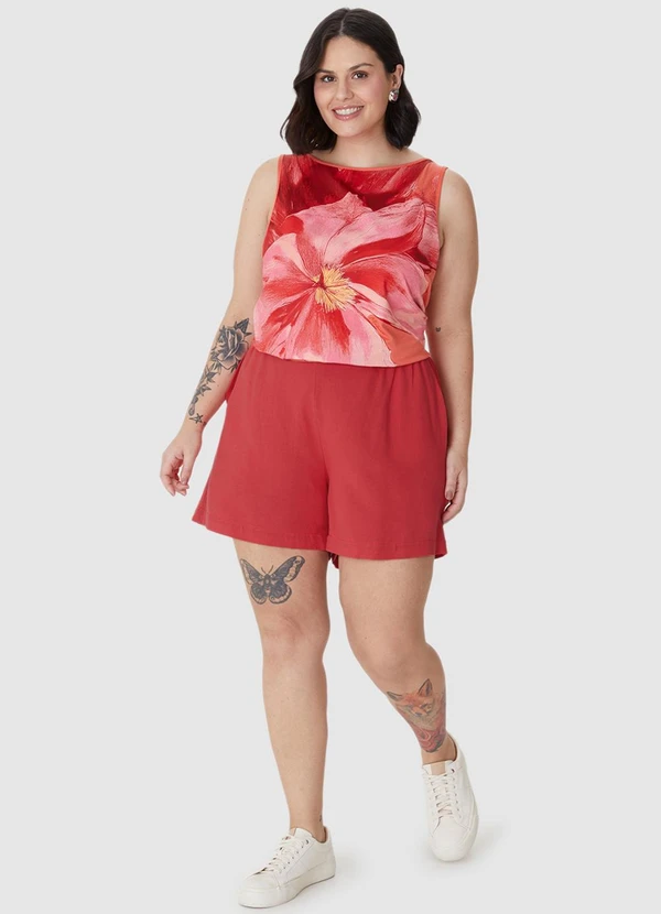 Malwee - Shorts em Viscolinho com Bolso PlusVermelho 3