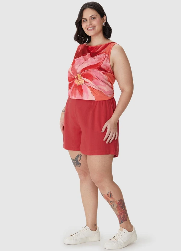 Malwee - Shorts em Viscolinho com Bolso PlusVermelho 4