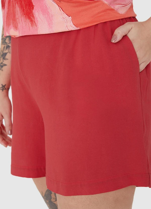 Malwee - Shorts em Viscolinho com Bolso PlusVermelho 5