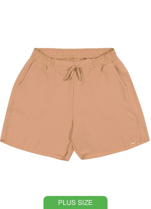Cativa Plus Size - Shorts Feminino em Tecido Marrom