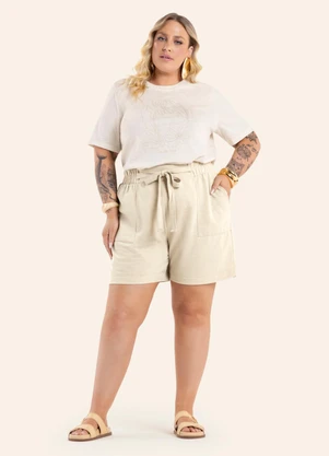 Secret Glam - Shorts Feminino Moletinho com Bolso Bege - SECRET GLAM