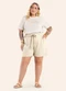 Secret Glam - Shorts Feminino Moletinho com Bolso Marrom - variação: Bege