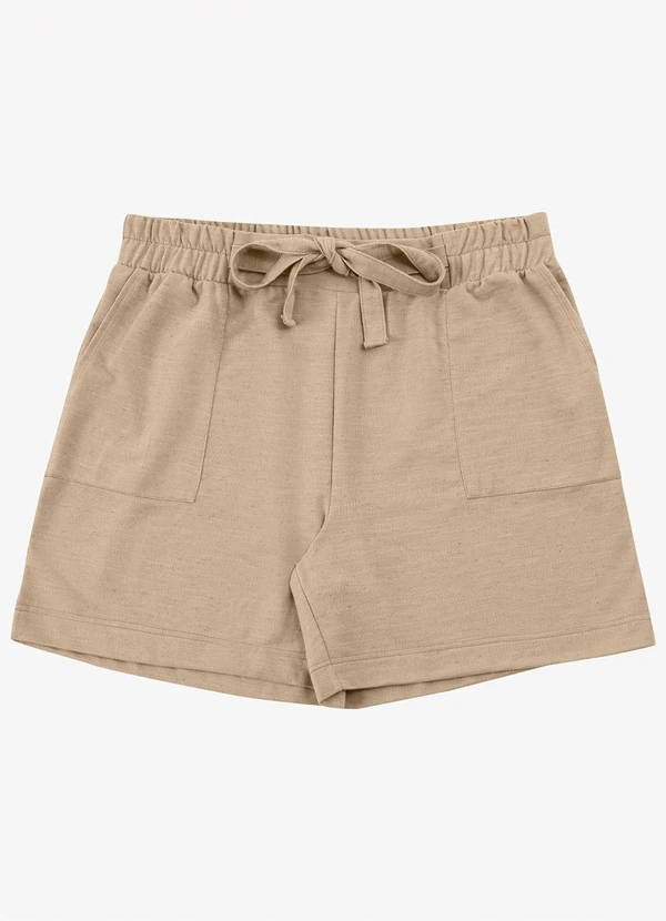 Secret Glam - Shorts Feminino Moletinho com Bolso Marrom