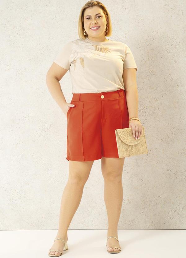 Cativa Plus Size - Shorts Feminino Plus em Alfaiataria Laranja 2
