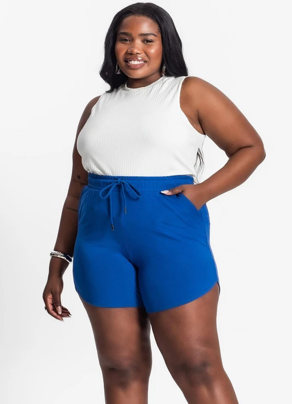 Secret Glam - Shorts Feminino Plus Size Azul 5