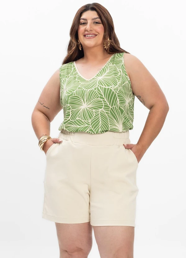 Secret Glam - Shorts Feminino Plus Size Bege 3