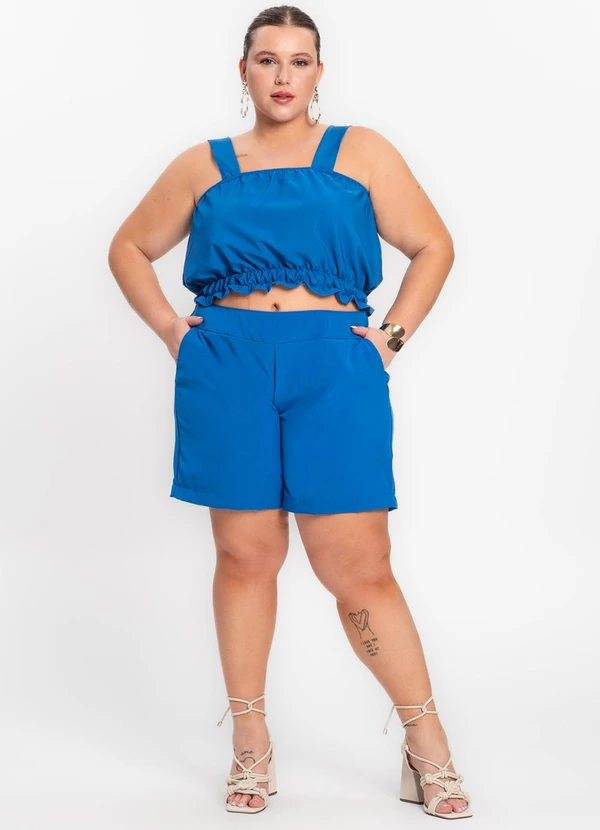 Secret Glam - Shorts Feminino Plus Size Crepe Light Azul 3