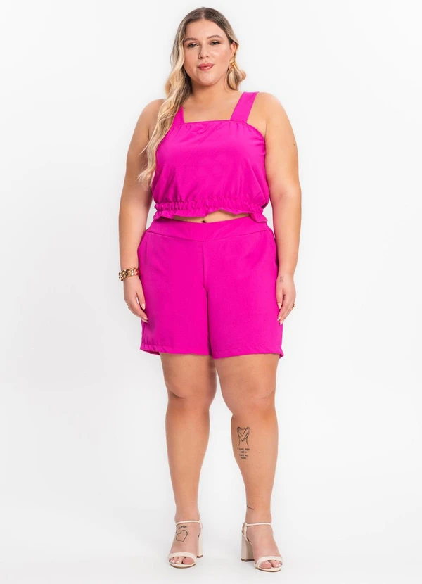 Secret Glam - Shorts Feminino Plus Size Crepe Light Rosa 3