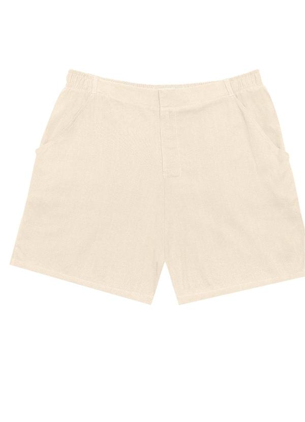 Secret Glam - Shorts Feminino Plus Size em Linho Bege