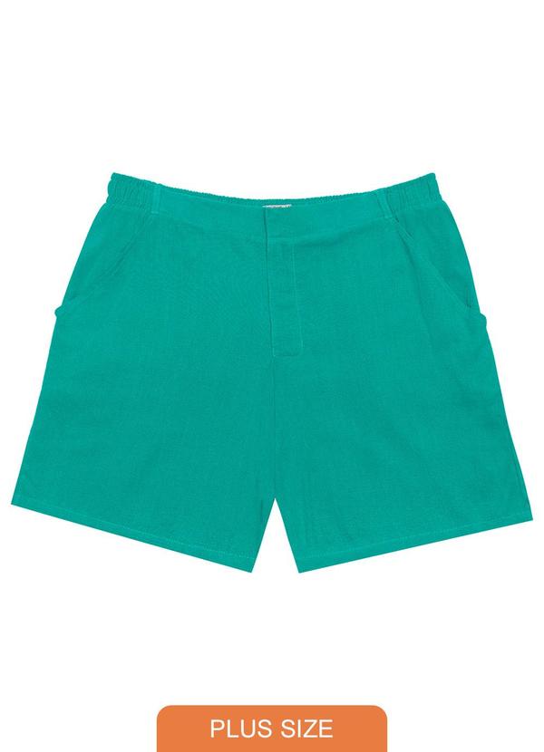 Secret Glam - Shorts Feminino Plus Size em Linho Verde