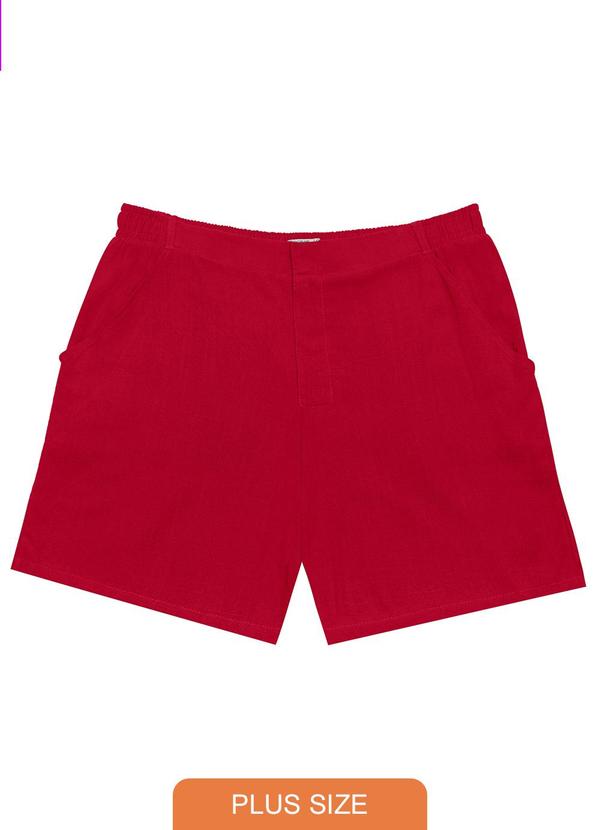Secret Glam - Shorts Feminino Plus Size em Linho Vermelho