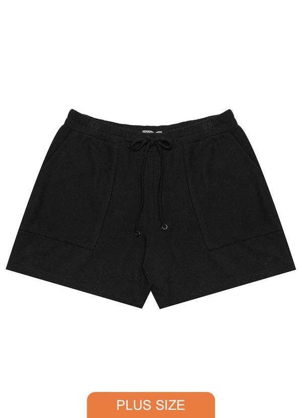 Secret Glam - Shorts Feminino Plus Size em Moletinho Preto