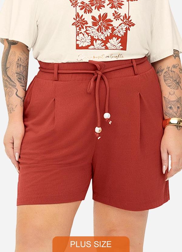 Secret Glam - Shorts Feminino Viscose Maquinetada Vermelho