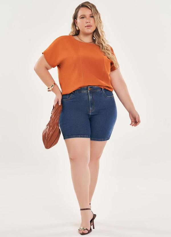 Lisamour - Shorts Jeans Básico Jeans Azul 2