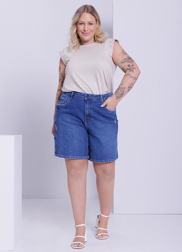 Lunender Mais Mulher - Shorts Jeans Boyfriend Plus Size Azul 2