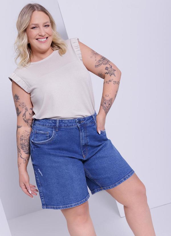 Lunender Mais Mulher - Shorts Jeans Boyfriend Plus Size Azul 1