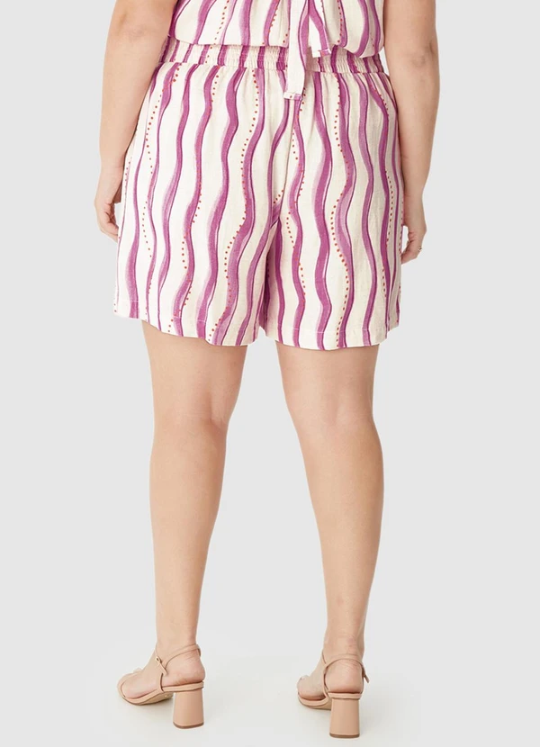 Malwee - Shorts Listrado em Viscolinho com Bolso Rosa 2