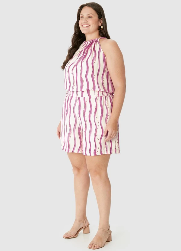 Malwee - Shorts Listrado em Viscolinho com Bolso Rosa 4