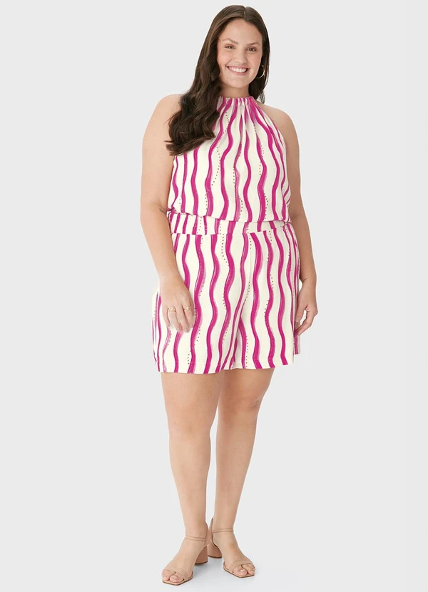 Malwee - Shorts Listrado em Viscolinho com Bolso Rosa 5