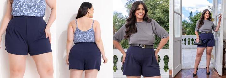 Shorts Marinho Malha Encorpada